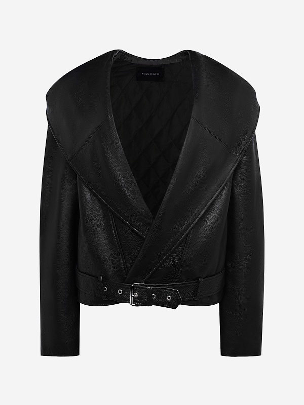 Куртка кожаная жен MANOKHI A0070006 BLACK - 0