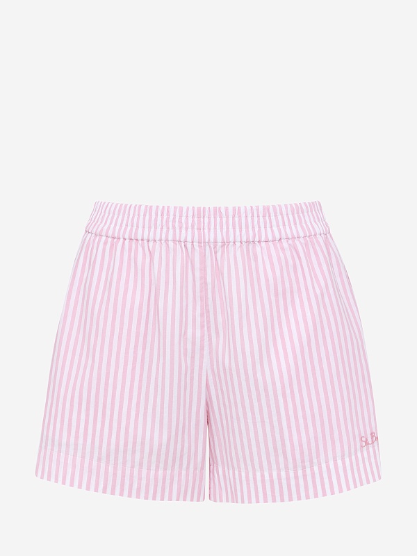 Шорты жен MC2 Saint Barth MEA002 03863H POPELINE SB BEACH STRIPES V 21 EMB - 5