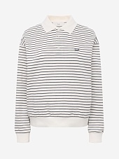 Поло с длинным рукавом жен DUNST UDTS6A120IV IVORY STRIPE