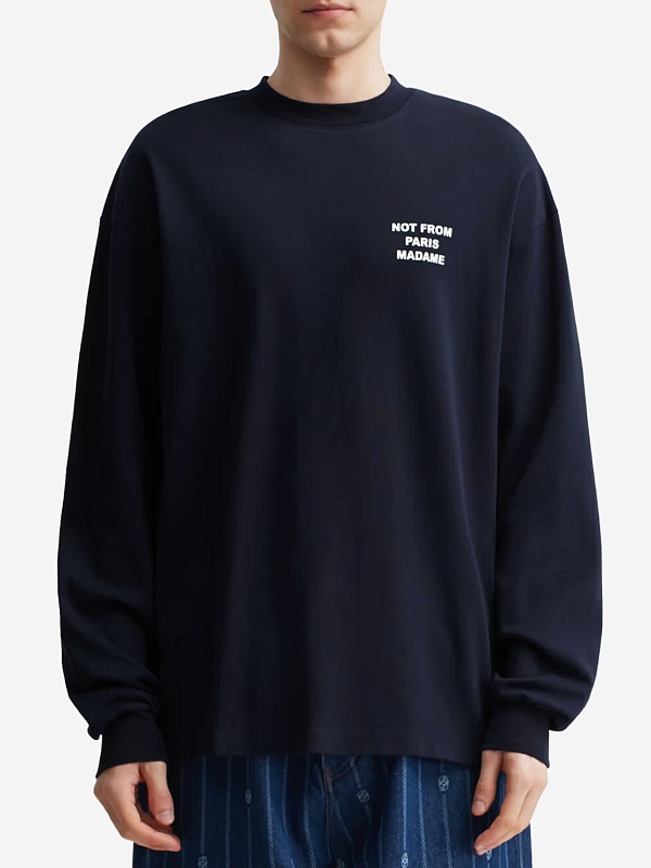 Футболка с длинным рукавом муж Drôle de Monsieur I-TS286-CO002-NY NAVY - 1