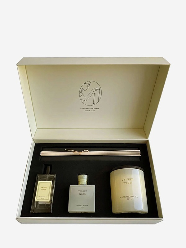 Набор (свеча 230г, диффузор 100мл и спрей 100мл) унисекс Cereria Molla 1899 SET3C-VW BOUTIQUE Velvet - 1