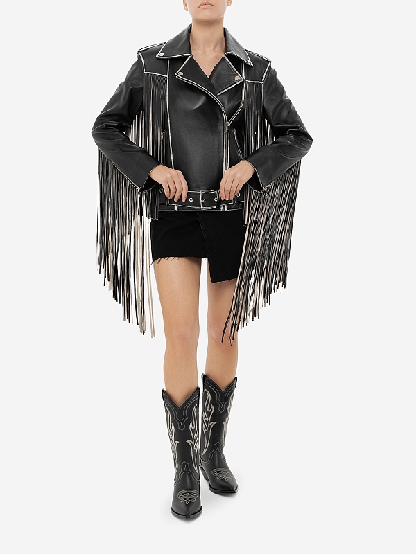 Куртка кожаная жен Burka gr-45 Черно-белый - 3