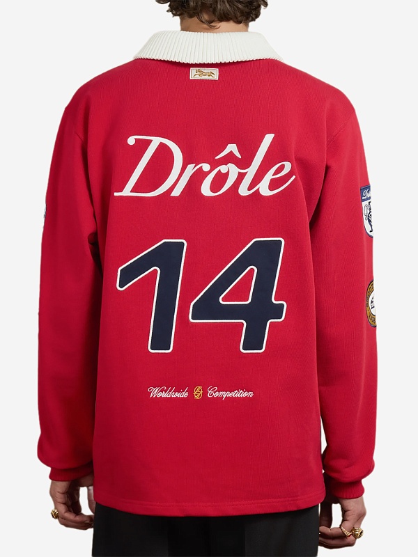 Поло с длинным рукавом муж Drôle de Monsieur I-PL158-CO127-RD RED - 3