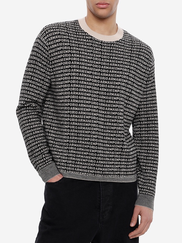 Свитер муж Emporio Armani EM002630 AF14199 FC104 BLACK TYPOGRAPHY - 1