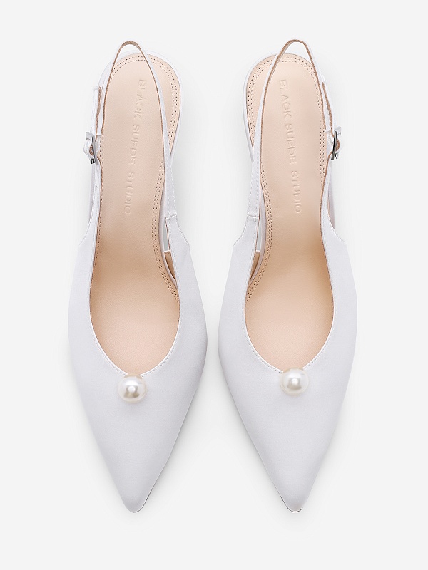 Слингбэки (каблук) жен Black Suede Studio ICON BRIDAL REINA 100 | 100mm white - 4