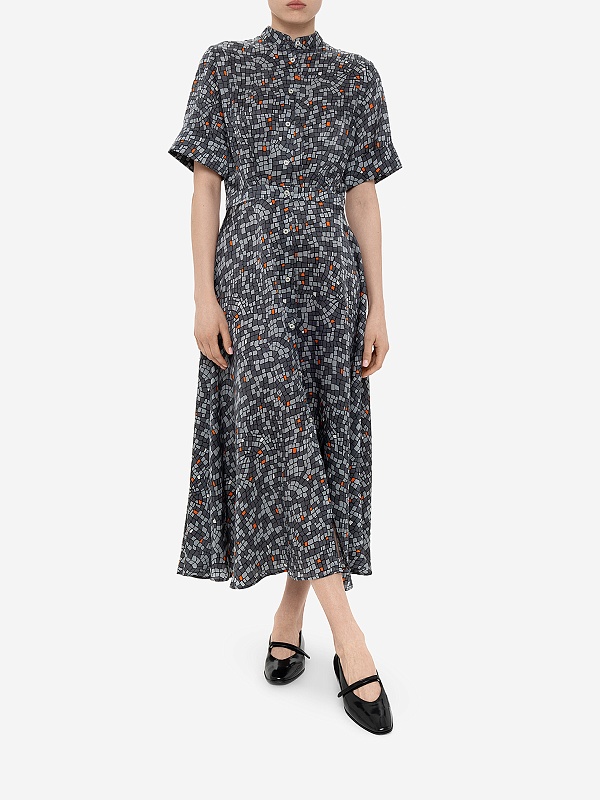 Платье жен Officine Generale S24WDRS109 MDGREY/DKGREY/ORANGE - 3