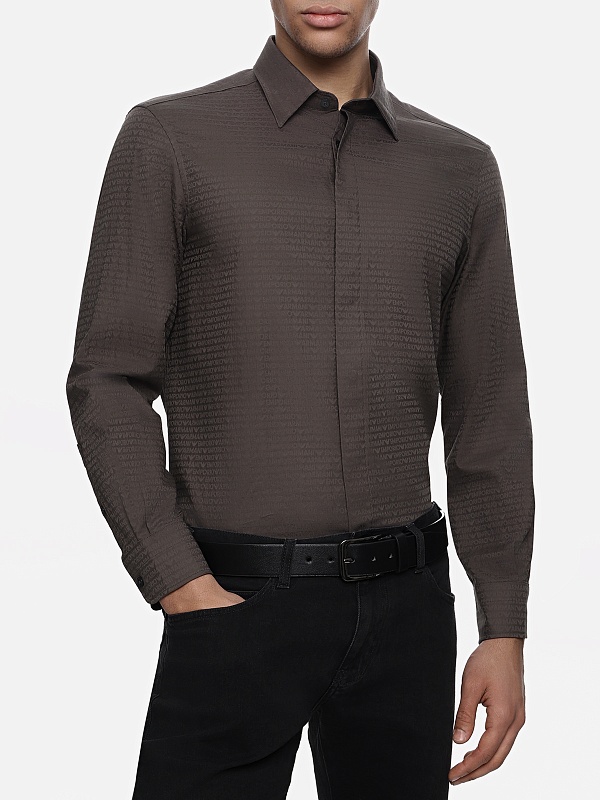 Рубашка муж Emporio Armani EM003755 AF18123 FC246 BLACK INK JACQUARD KITH LOGO - 2