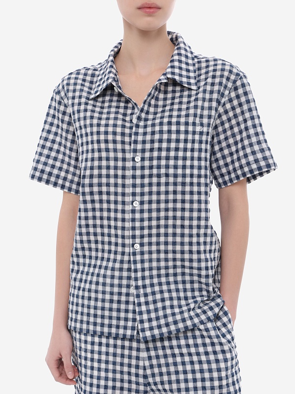 Рубашка жен DUNST UDSH6B133N2 NAVY CHECK - 2