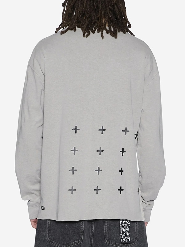 Футболка с длинным рукавом муж Ksubi MFA25TE001 WASHED GREY - 2