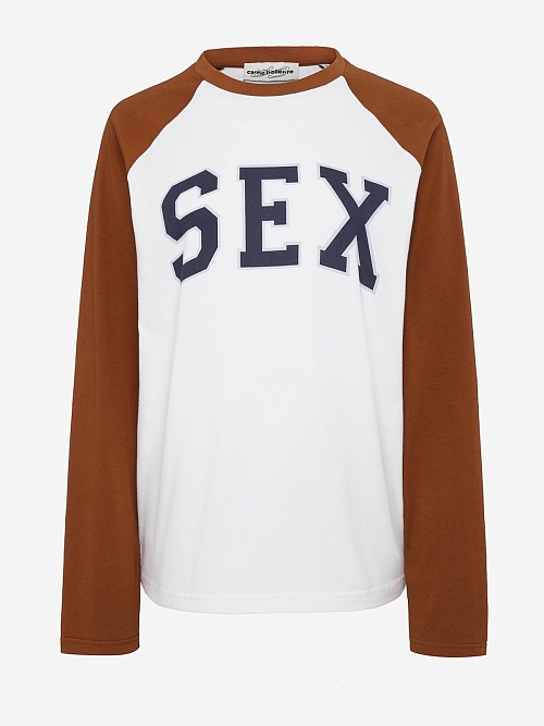 Футболка с длинным рукавом муж Carne Bollente SS25BLT0101 White / Brown - 0