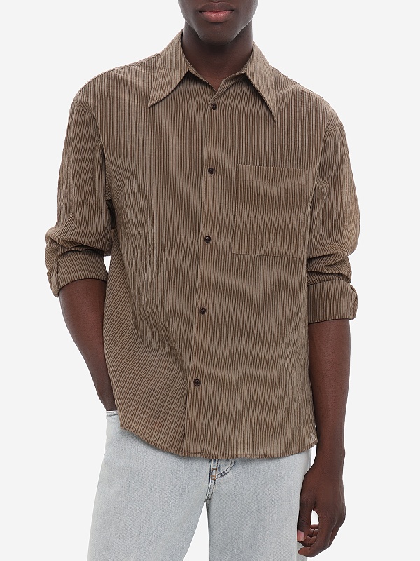 Рубашка муж Tonywack WBF12SH502 OLIVE STRIPE - 3