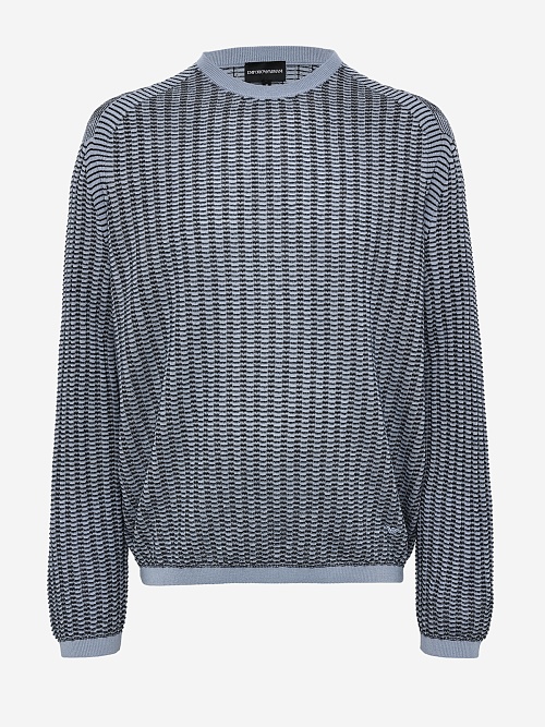 Свитер муж Emporio Armani EM000895 AF14229 F9030 SUBDUED BLUE / NAVY FANCY STRIPE - 0