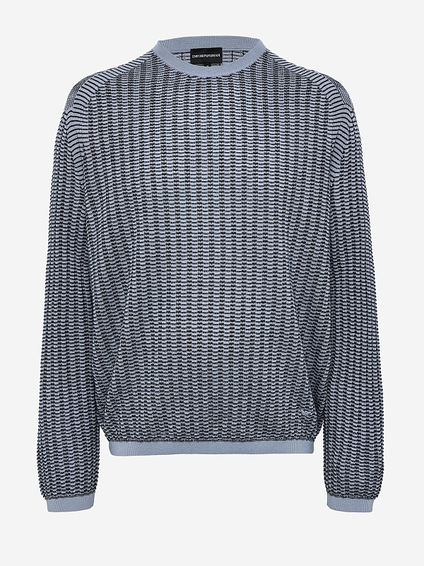 Свитер муж Emporio Armani EM000895 AF14229 F9030 SUBDUED BLUE / NAVY FANCY STRIPE - 5