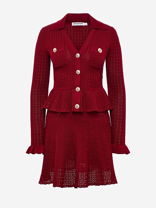 Платье жен Self-Portrait PF25-093S-BU BURGUNDY - 0