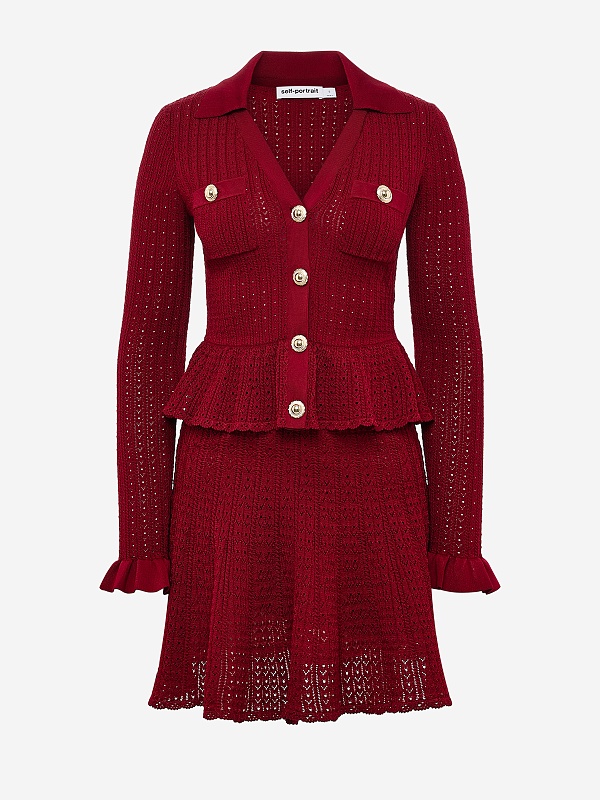 Платье жен Self-Portrait PF25-093S-BU BURGUNDY - 5