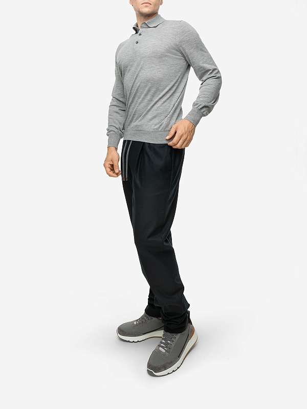 Поло с длинным рукавом муж Brunello Cucinelli M2400295 GRIGIO - 1