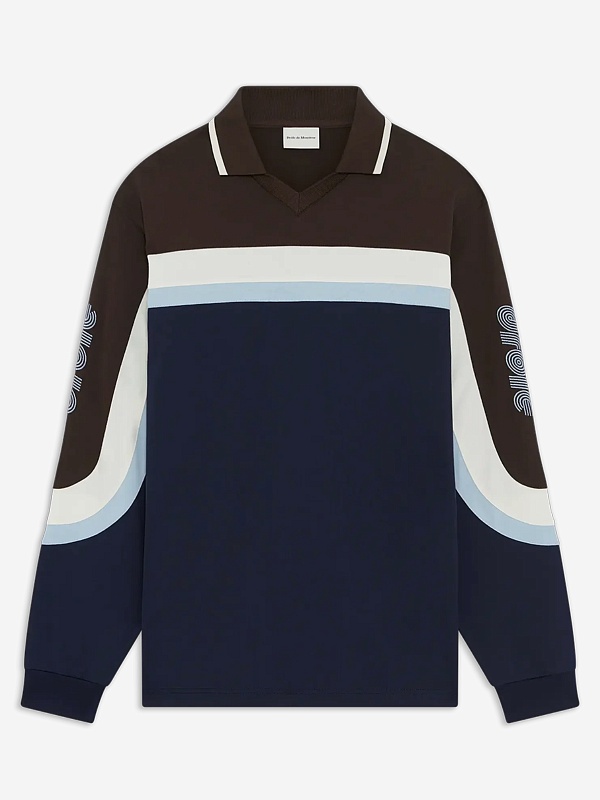 Поло с длинным рукавом муж Drôle de Monsieur I-PL159-CO195-NY NAVY - 5