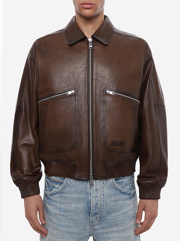 Куртка кожаная муж PURPLE M9607-LCDS126 BROWN - 3