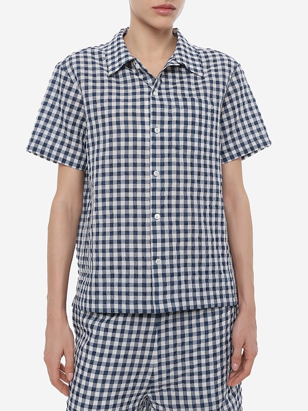 Рубашка жен DUNST UDSH6B133N2 NAVY CHECK - 1