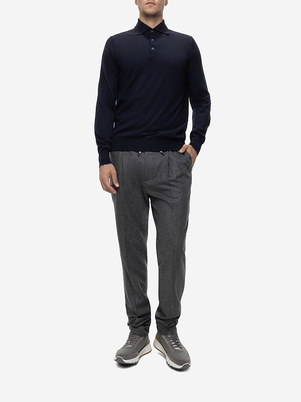 Поло с длинным рукавом муж Brunello Cucinelli M2400295 NAVY - 1