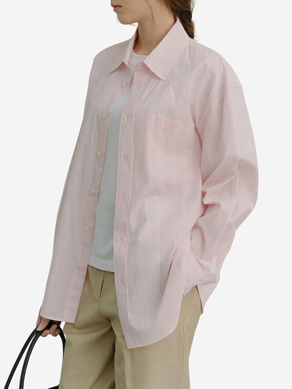 Рубашка жен DUNST UDSH6A104P1 SOFT PINK STRIPE - 3