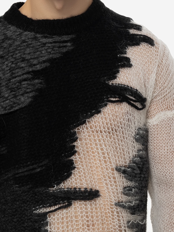 Свитер муж Isabel Benenato UK921 0102 BLACK/WHITE - 5