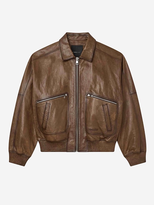 Куртка кожаная муж PURPLE M9607-LCDS126 BROWN - 0