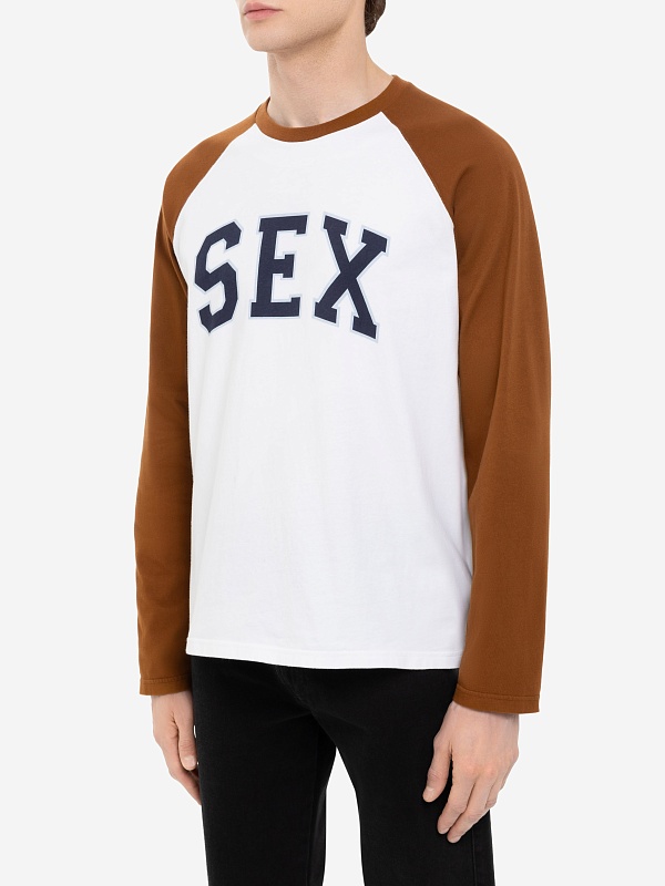 Футболка с длинным рукавом муж Carne Bollente SS25BLT0101 White / Brown - 2