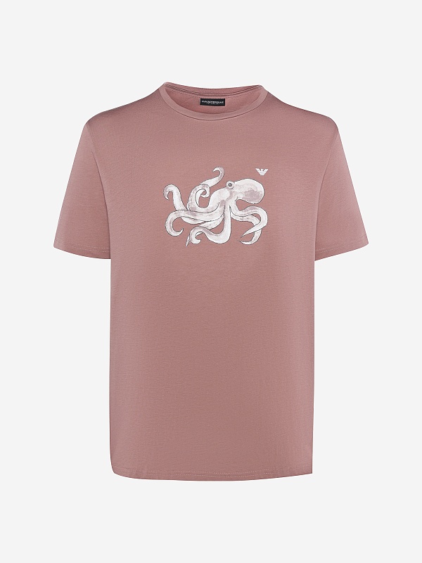 Футболка муж Emporio Armani EM000574 AF20447 FA039 MAUVE PRINT OCTOPUS - 0