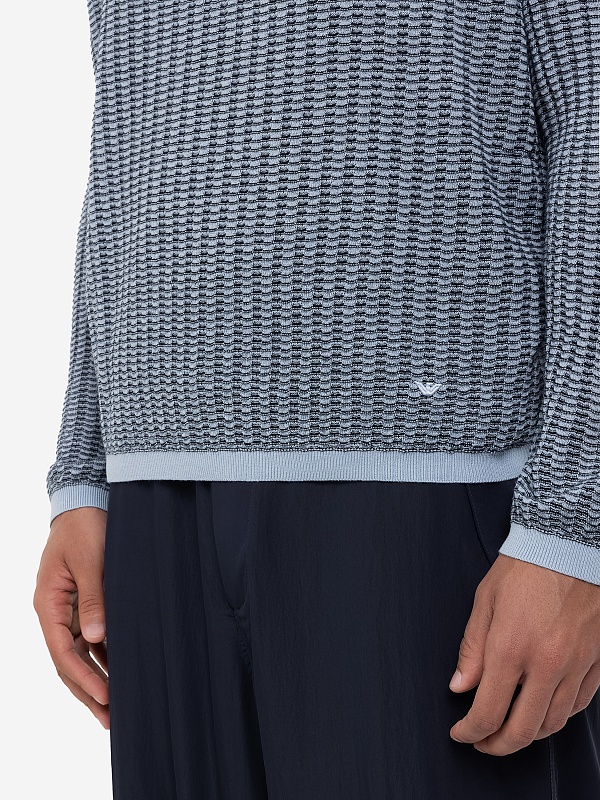 Свитер муж Emporio Armani EM000895 AF14229 F9030 SUBDUED BLUE / NAVY FANCY STRIPE - 4
