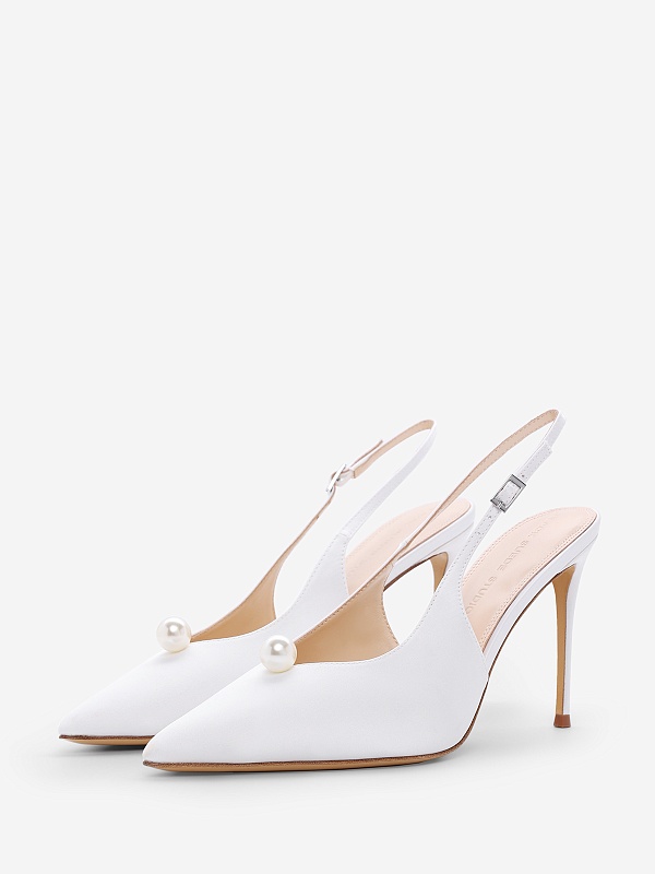 Слингбэки (каблук) жен Black Suede Studio ICON BRIDAL REINA 100 | 100mm white - 1