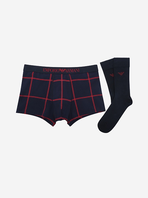 Набор (трусы и носки) муж Emporio Armani EM000620 AF15003 FB080 BLU-RHUB.CHEC/AR.BLU - 0