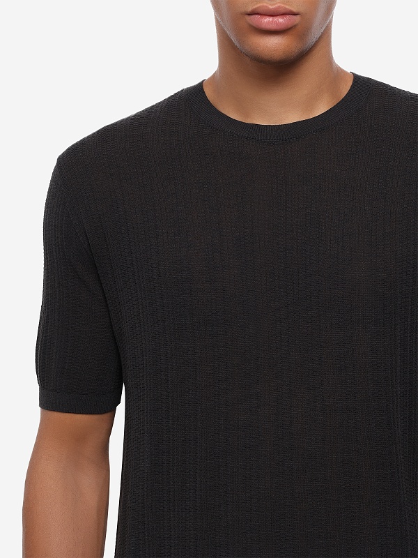 Джемпер с коротким рукавом муж Emporio Armani EM004740 AF23761 O8021 DARK GREY MELANGE - 5