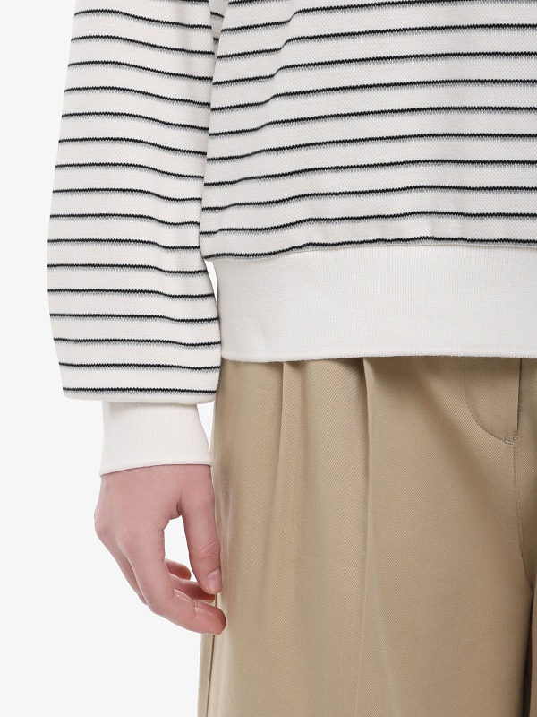 Поло с длинным рукавом жен DUNST UDTS6A120IV IVORY STRIPE - 6