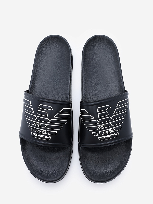 Шлепанцы муж Emporio Armani EX000042 AF22189 MZ680 BLACK+WHISPER WHITE - 4