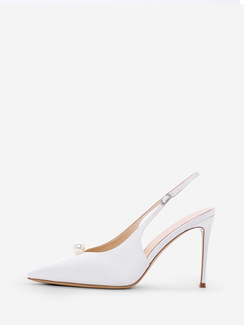 Слингбэки (каблук) жен Black Suede Studio ICON BRIDAL REINA 100 | 100mm white - 0