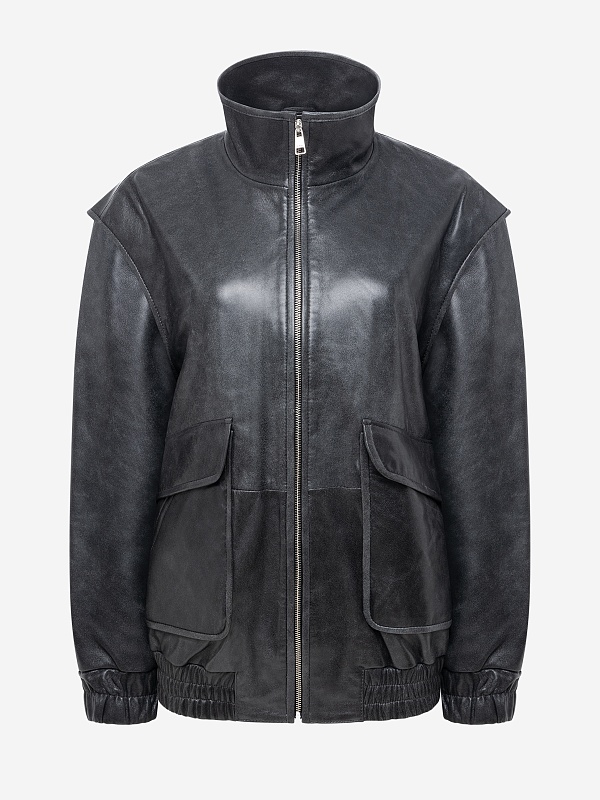 Куртка кожаная жен Burka an-2431 Графит - 8