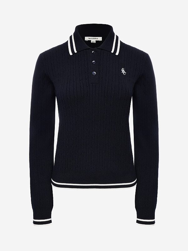 Поло с длинным рукавом жен Sporty & Rich ST03761302BL124 Dark Navy/Ecru - 0
