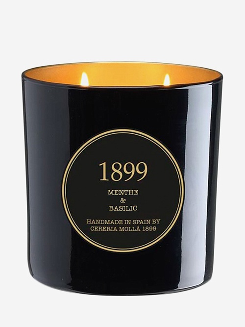Свеча унисекс Cereria Molla 1899 6681 GOLD EDITION Menthe & Basilic XL, 3 фитиля 600г - 0
