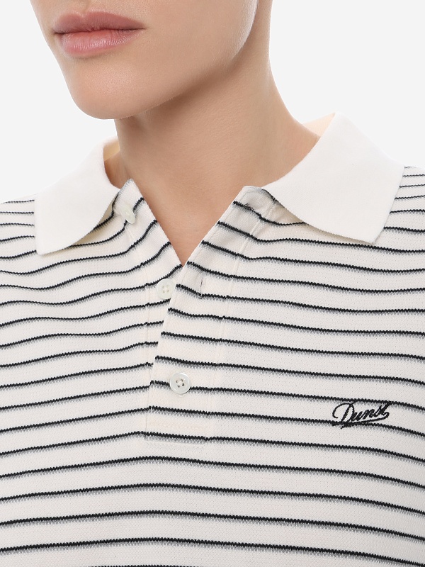 Поло с длинным рукавом жен DUNST UDTS6A120IV IVORY STRIPE - 5