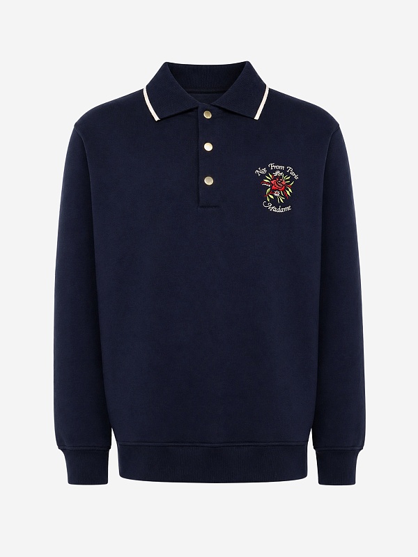 Поло с длинным рукавом муж Drôle de Monsieur J-PL162-CO127-NY NAVY - 0