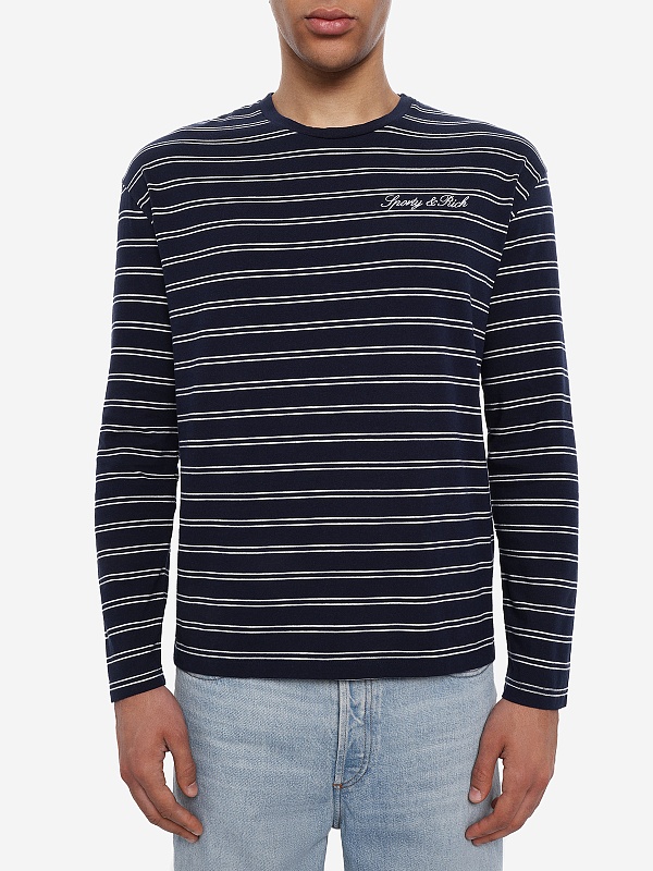 Футболка с длинным рукавом муж Sporty & Rich TO124710326BL107 Dark Navy/White - 3