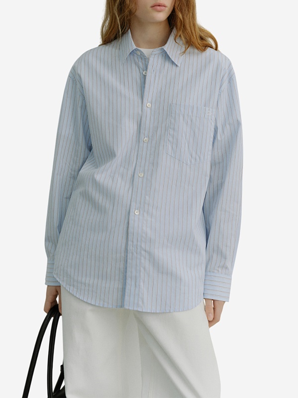 Рубашка жен DUNST UDSH6A104B2 SKY BLUE STRIPE - 3