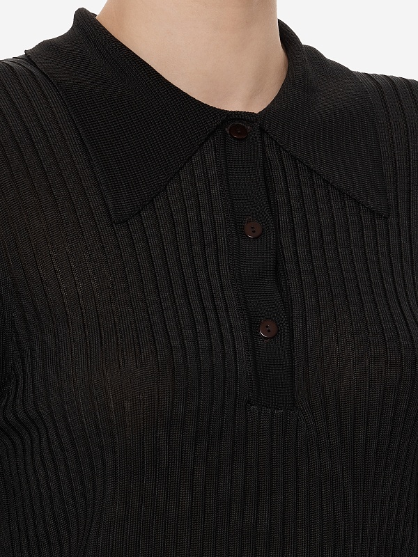Поло с длинным рукавом жен Officine Generale W24WKNT320 DARK COFFEE - 5