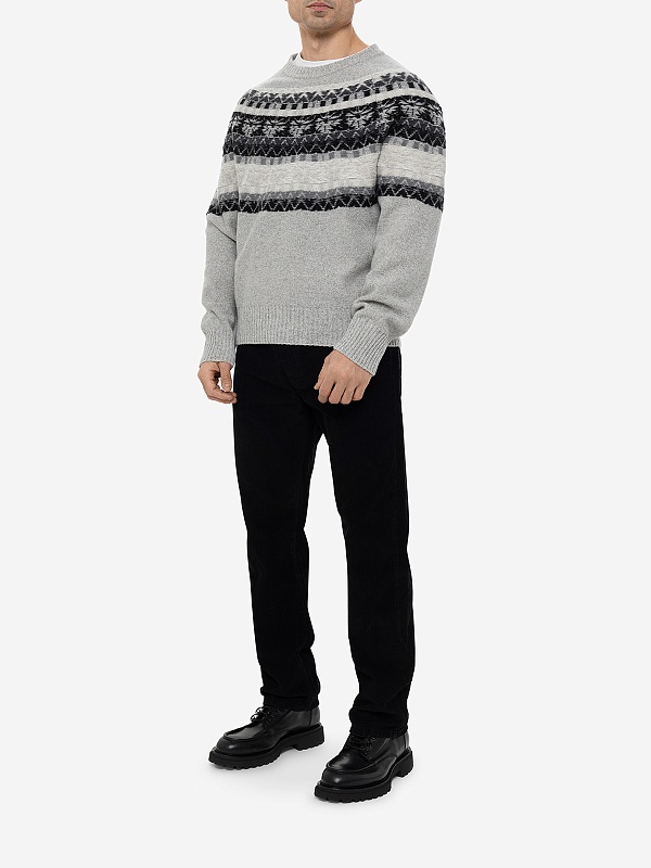 Свитер муж Officine Generale W24MKNT325 GREY/DKGREY/BLK/ECRU - 2