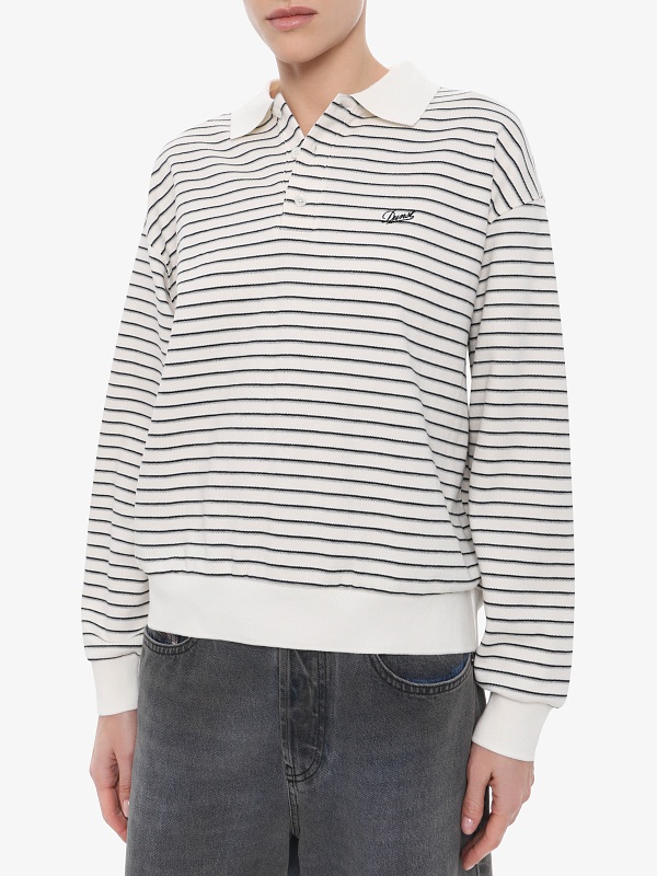 Поло с длинным рукавом жен DUNST UDTS6A120IV IVORY STRIPE - 3
