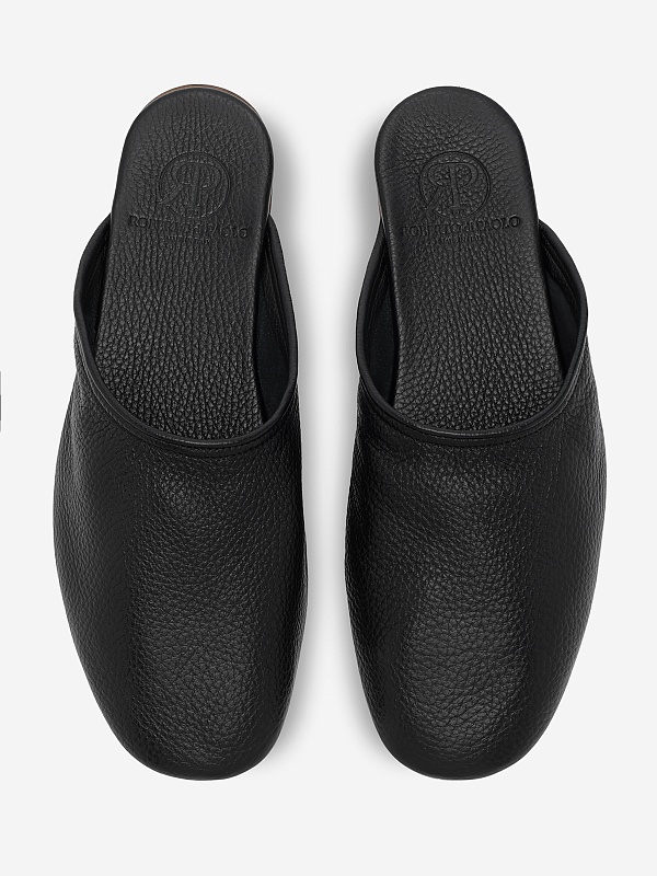 Домашние тапочки муж ROBERTO di PAOLO QUEBO Zip-Pouch Slipper BLACK - 4