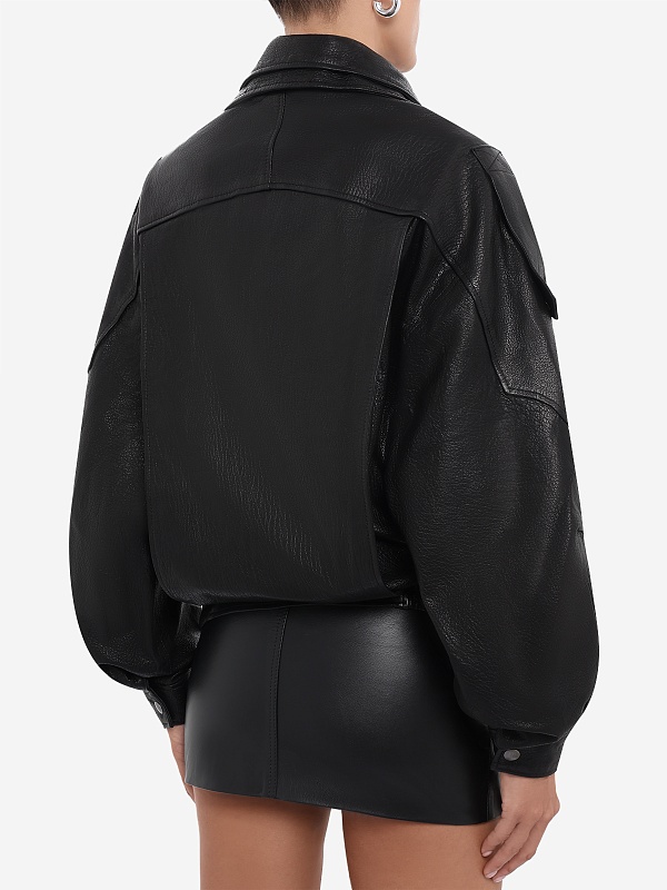 Куртка кожаная жен MANOKHI A05150 BLACK - 4