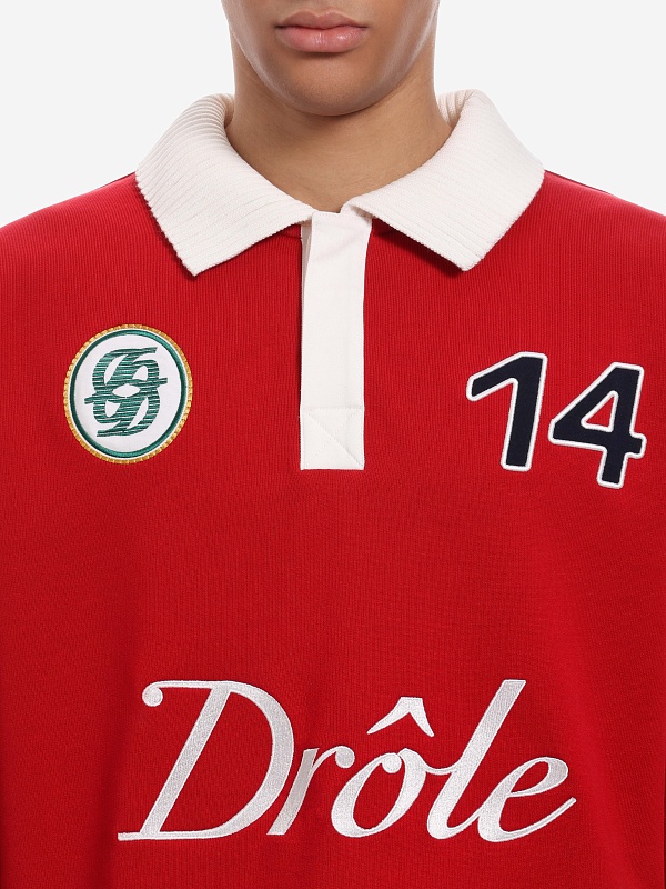 Поло с длинным рукавом муж Drôle de Monsieur I-PL158-CO127-RD RED - 4