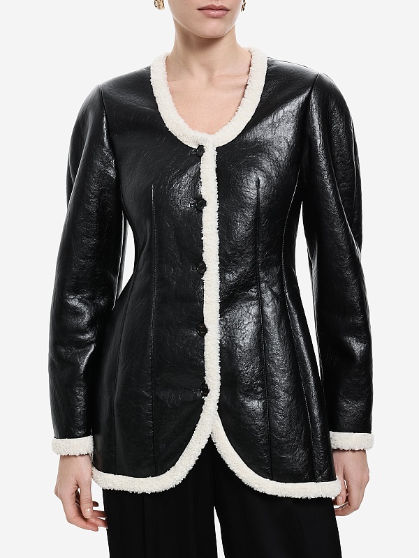 Куртка кожаная жен EENK EEB-1P453-MT01-BK Black - 2